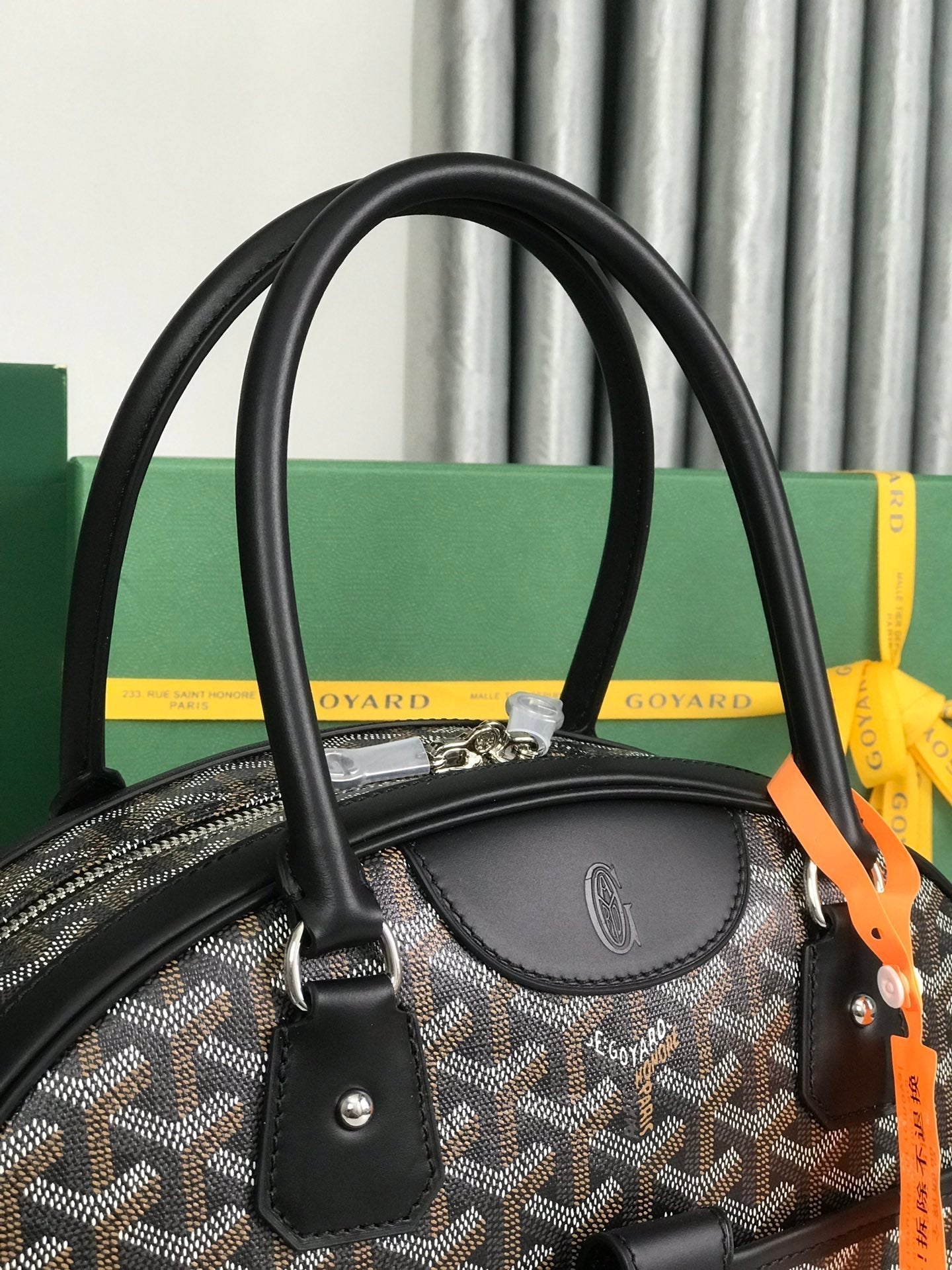 GOYARD SAINT JEANNE BAG 35 IN BLACK GOYARDINE CANVAS AND CALFSKIN