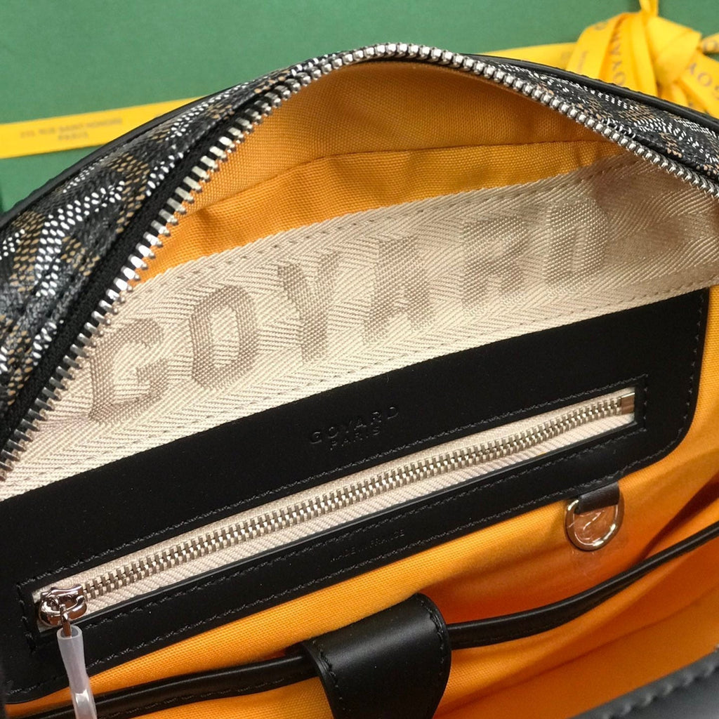 GOYARD SAINT JEANNE BAG 35 IN BLACK GOYARDINE CANVAS AND CALFSKIN