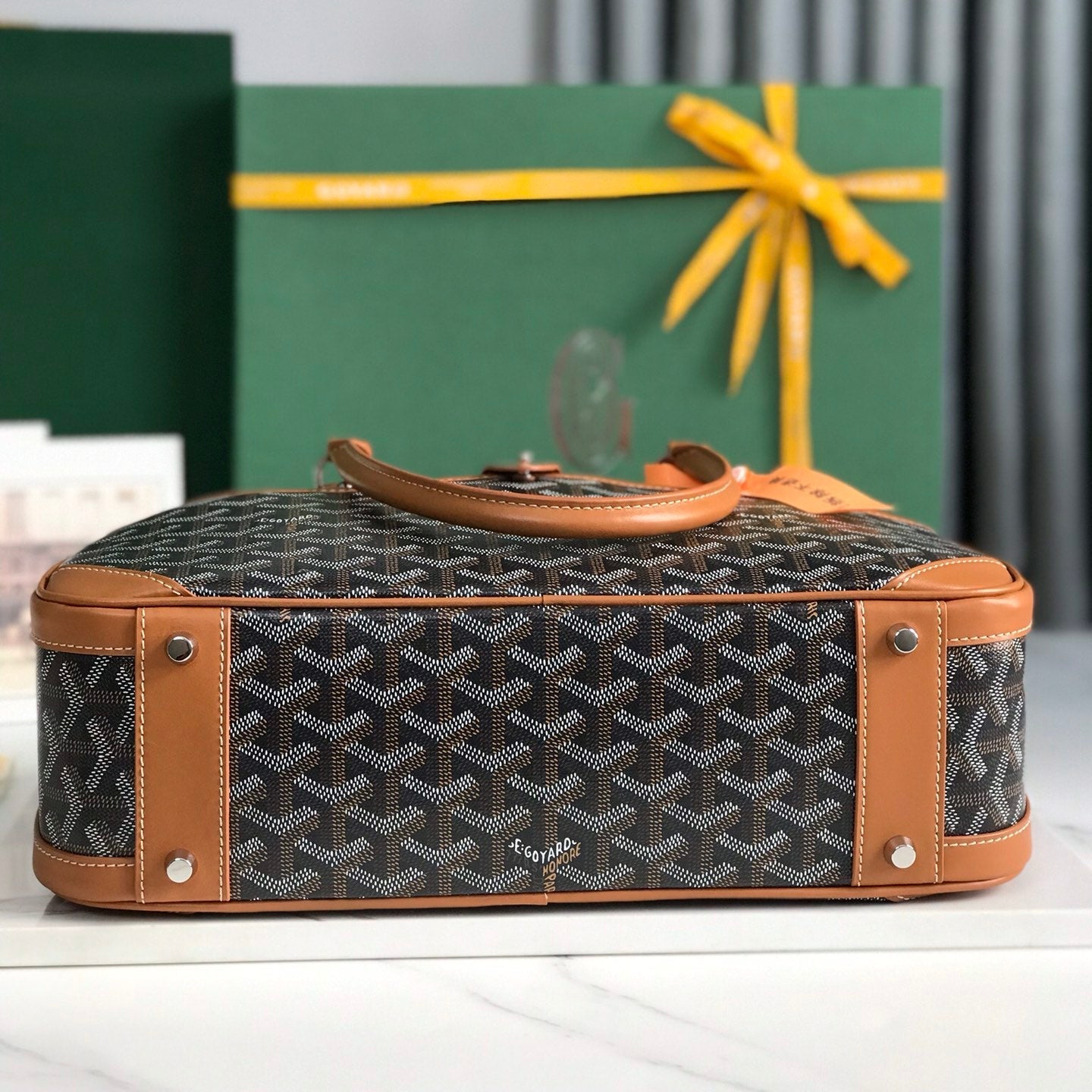 GOYARD SAINT JEANNE BAG 35 IN BROWN GOYARDINE CANVAS AND CALFSKIN