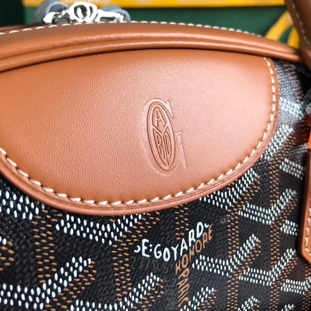 GOYARD SAINT JEANNE BAG 35 IN BROWN GOYARDINE CANVAS AND CALFSKIN