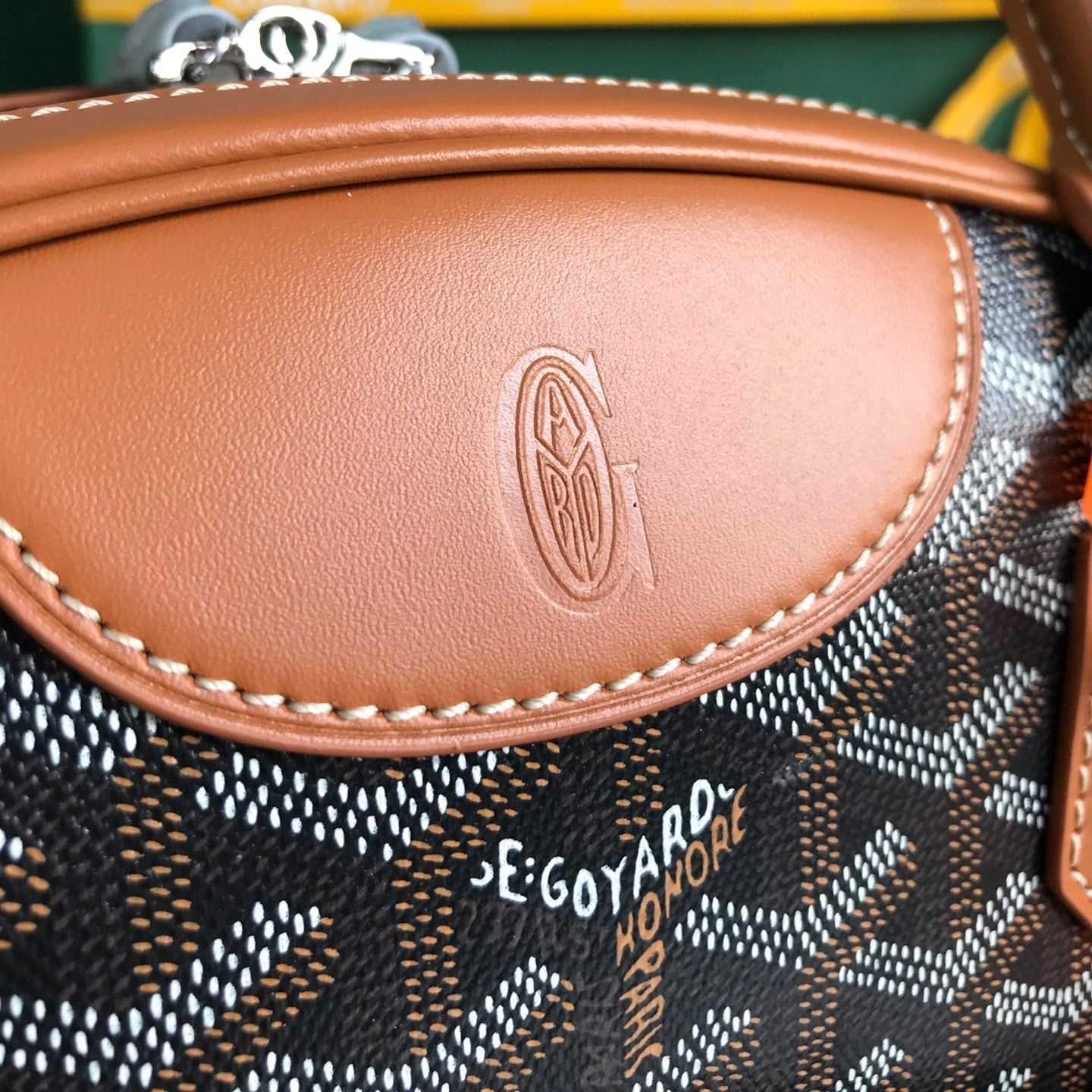 GOYARD SAINT JEANNE BAG 35 IN BROWN GOYARDINE CANVAS AND CALFSKIN