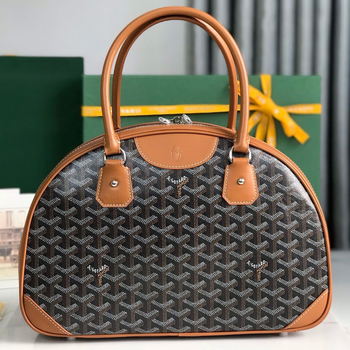 GOYARD SAINT JEANNE BAG 35 IN BROWN GOYARDINE CANVAS AND CALFSKIN