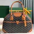 GOYARD SAINT JEANNE BAG 35 IN BROWN GOYARDINE CANVAS AND CALFSKIN