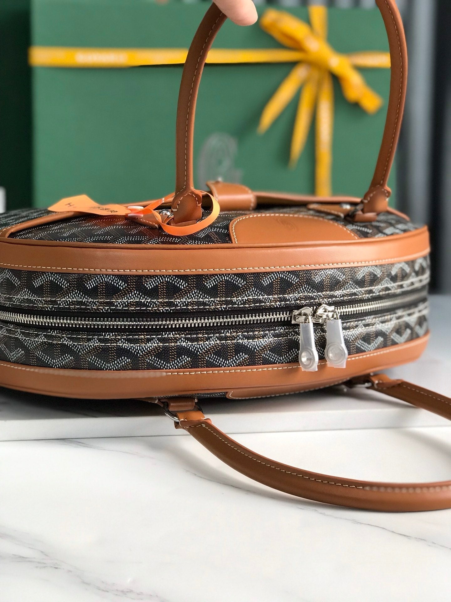 GOYARD SAINT JEANNE BAG 35 IN BROWN GOYARDINE CANVAS AND CALFSKIN