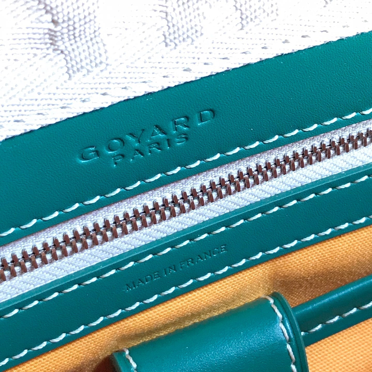 GOYARD SAINT JEANNE BAG 35 IN GREEN GOYARDINE CANVAS AND CALFSKIN