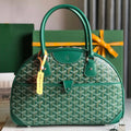 GOYARD SAINT JEANNE BAG 35 IN GREEN GOYARDINE CANVAS AND CALFSKIN