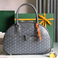 GOYARD SAINT JEANNE BAG 35 IN GREY GOYARDINE CANVAS AND CALFSKIN