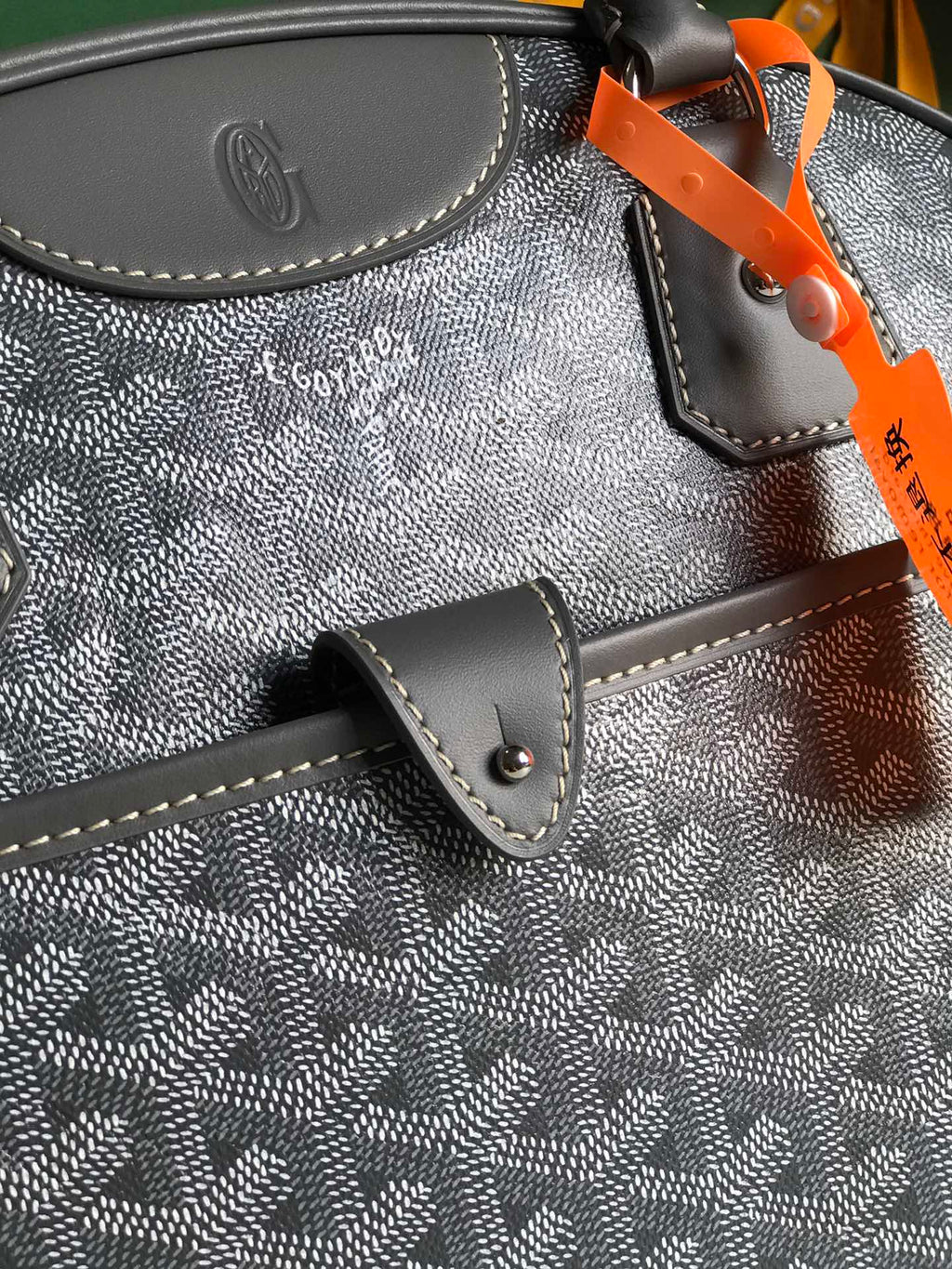 GOYARD SAINT JEANNE BAG 35 IN GREY GOYARDINE CANVAS AND CALFSKIN