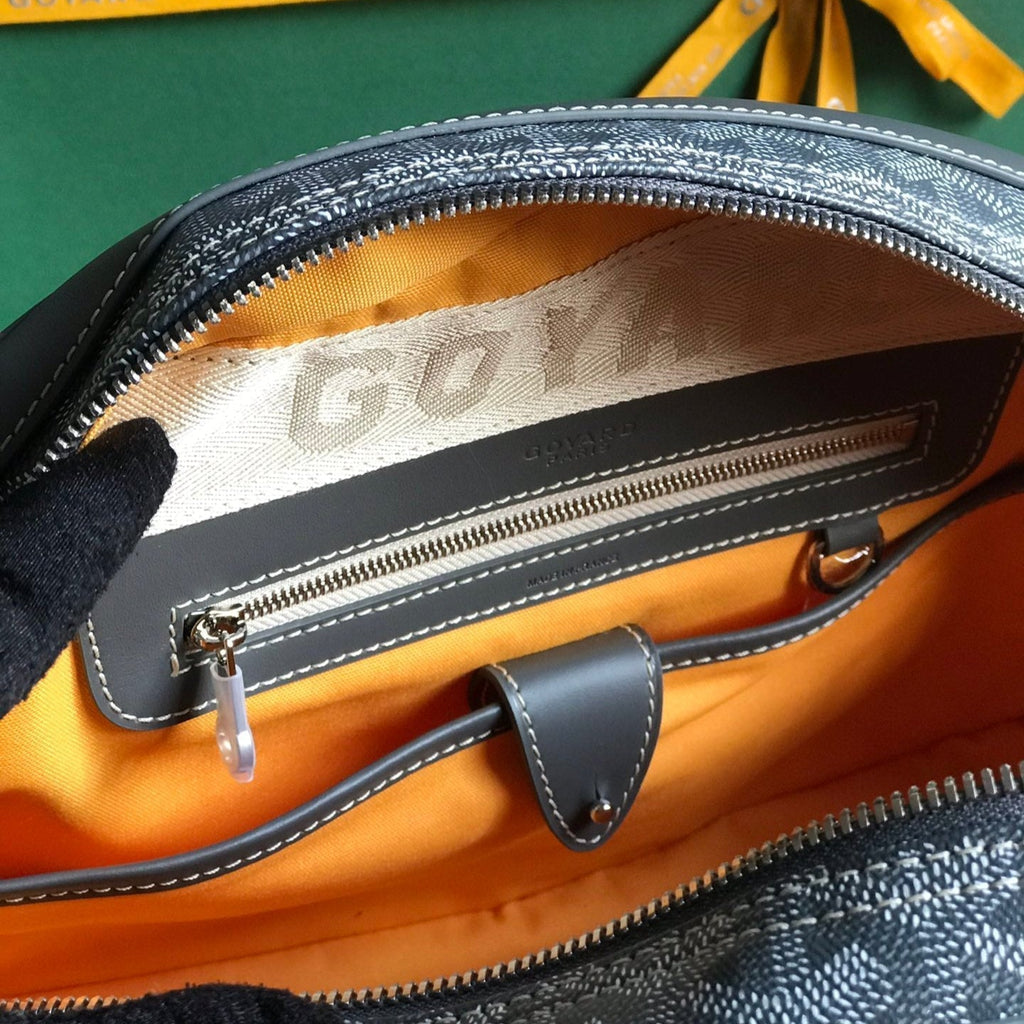 GOYARD SAINT JEANNE BAG 35 IN GREY GOYARDINE CANVAS AND CALFSKIN