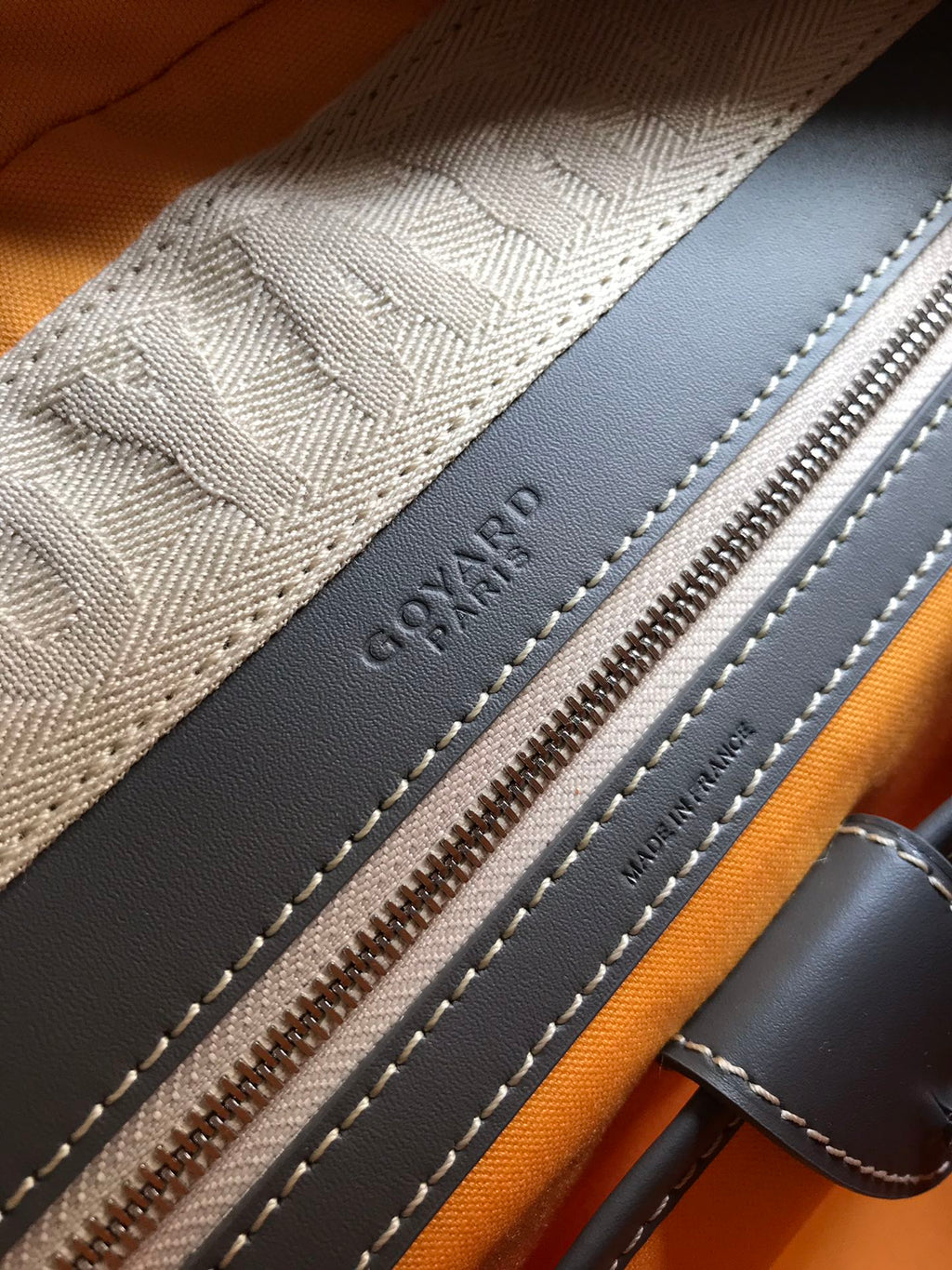 GOYARD SAINT JEANNE BAG 35 IN GREY GOYARDINE CANVAS AND CALFSKIN