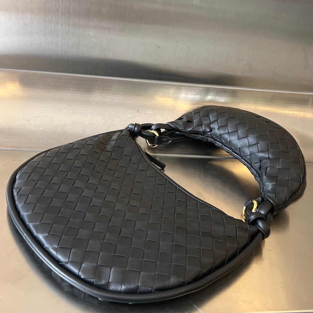 BOTTEGA VENETA MEDIUM GEMELLI 36 BLACK LAMBSKIN