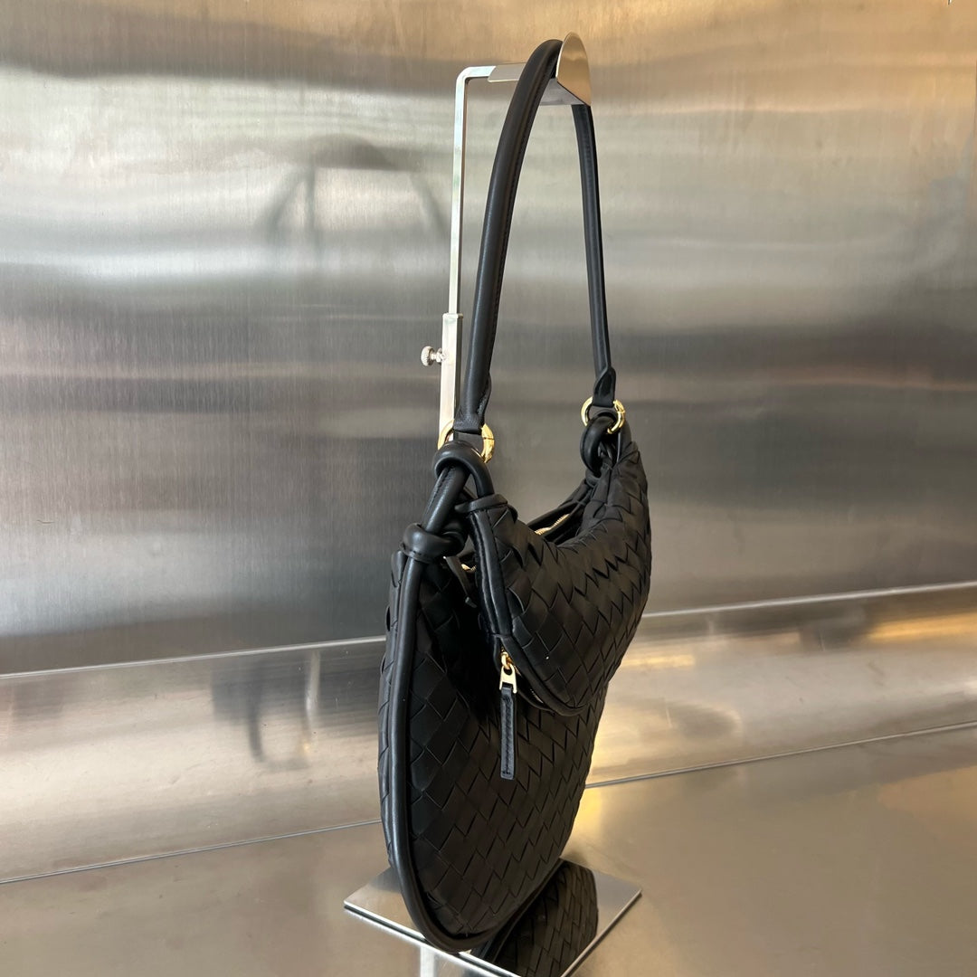BOTTEGA VENETA MEDIUM GEMELLI 36 BLACK LAMBSKIN