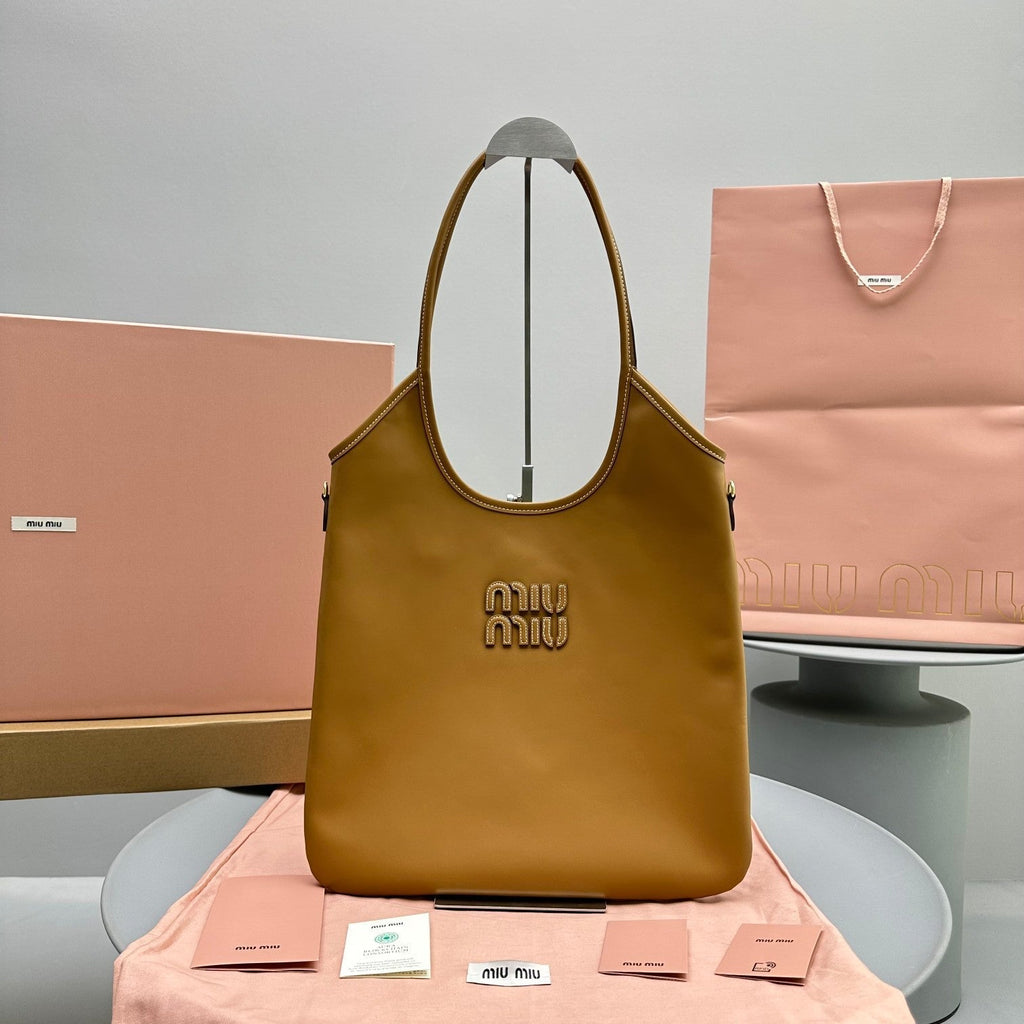 MIU MIU HOBO 40 TOTE IN GOLDENROD YELLOW CALFSKIN