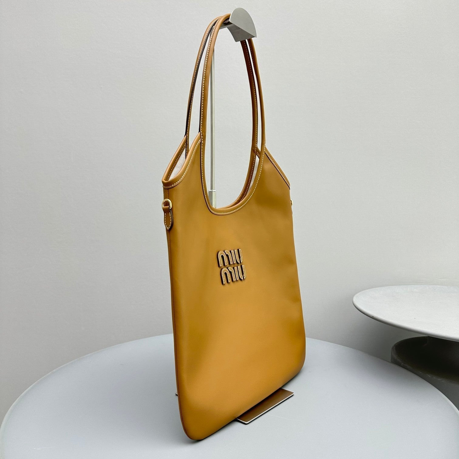 MIU MIU HOBO 40 TOTE IN GOLDENROD YELLOW CALFSKIN