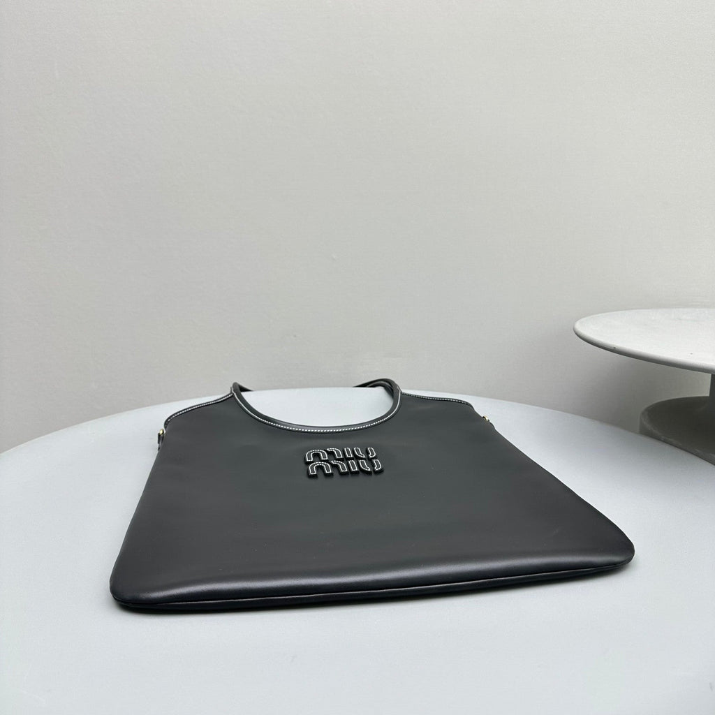MIU MIU HOBO 40 TOTE IN BLACK CALFSKIN