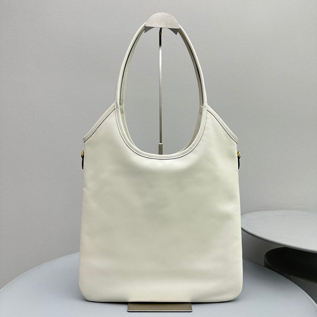 MIU MIU HOBO 40 TOTE IN WHITE CALFSKIN