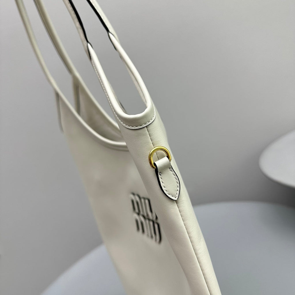 MIU MIU HOBO 40 TOTE IN WHITE CALFSKIN