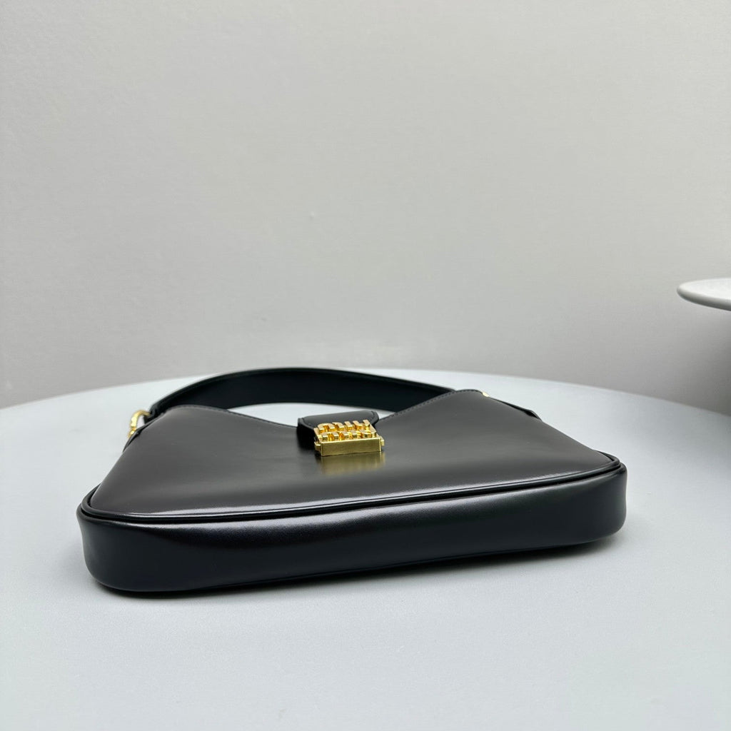 MIU MIU HOBO 28 CITY SHOUDER BAG IN BLACK CALFSKIN