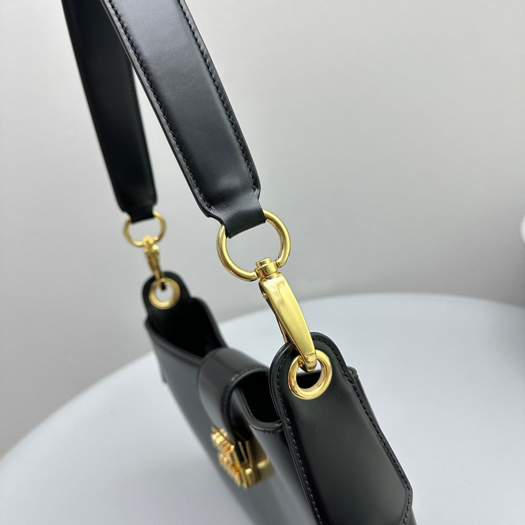 MIU MIU HOBO 28 CITY SHOUDER BAG IN BLACK CALFSKIN
