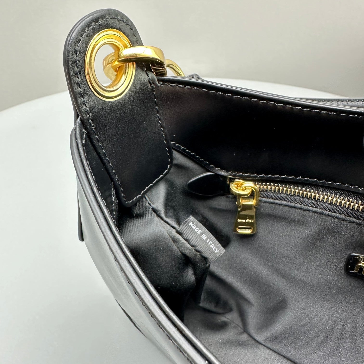MIU MIU HOBO 28 CITY SHOUDER BAG IN BLACK CALFSKIN