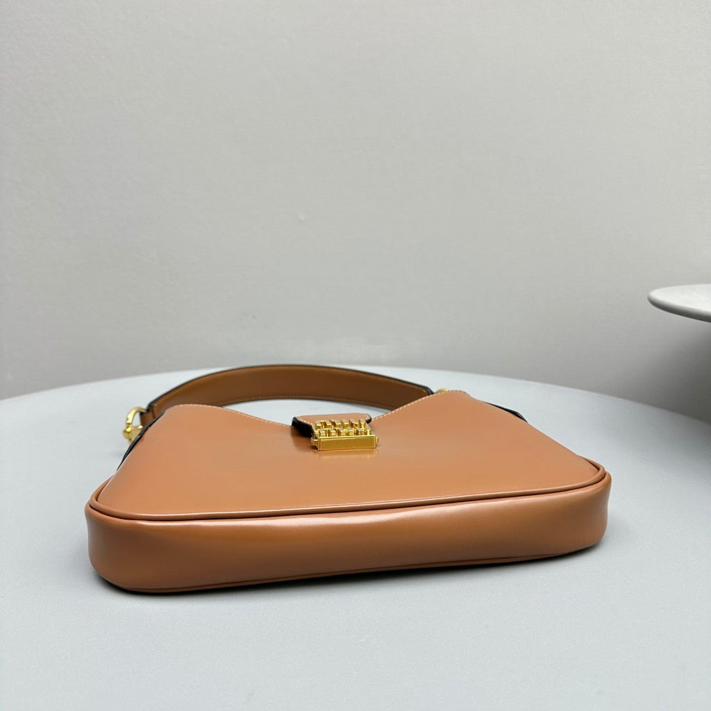 MIU MIU HOBO 28 CITY SHOUDER BAG IN CINNAMON BROWN CALFSKIN