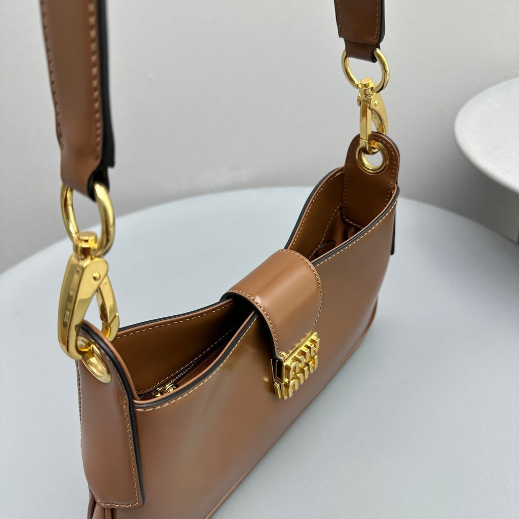 MIU MIU HOBO 28 CITY SHOUDER BAG IN CINNAMON BROWN CALFSKIN