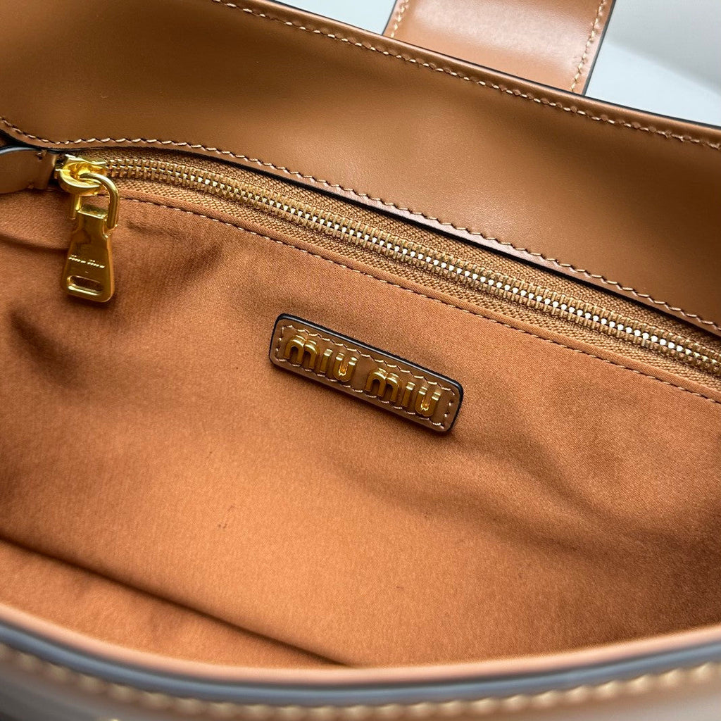 MIU MIU HOBO 28 CITY SHOUDER BAG IN CINNAMON BROWN CALFSKIN