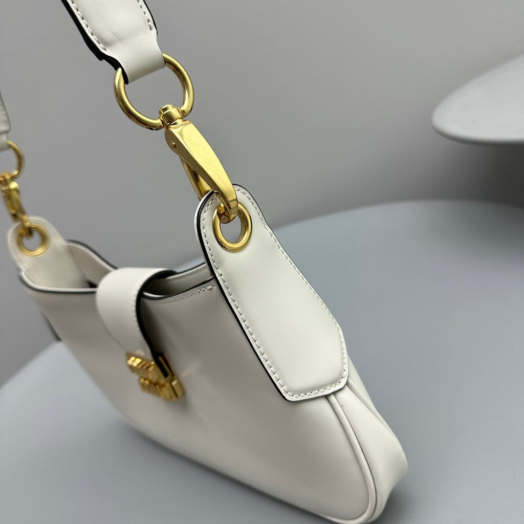 MIU MIU HOBO 28 CITY SHOUDER BAG IN WHITE CALFSKIN