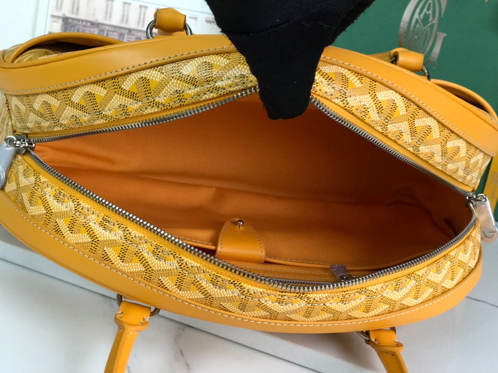GOYARD SAINT JEANNE BAG 35 IN YELLOW GOYARDINE CANVAS AND CALFSKIN