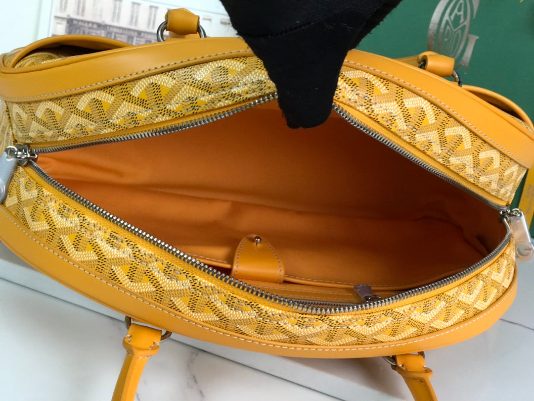 GOYARD SAINT JEANNE BAG 35 IN YELLOW GOYARDINE CANVAS AND CALFSKIN