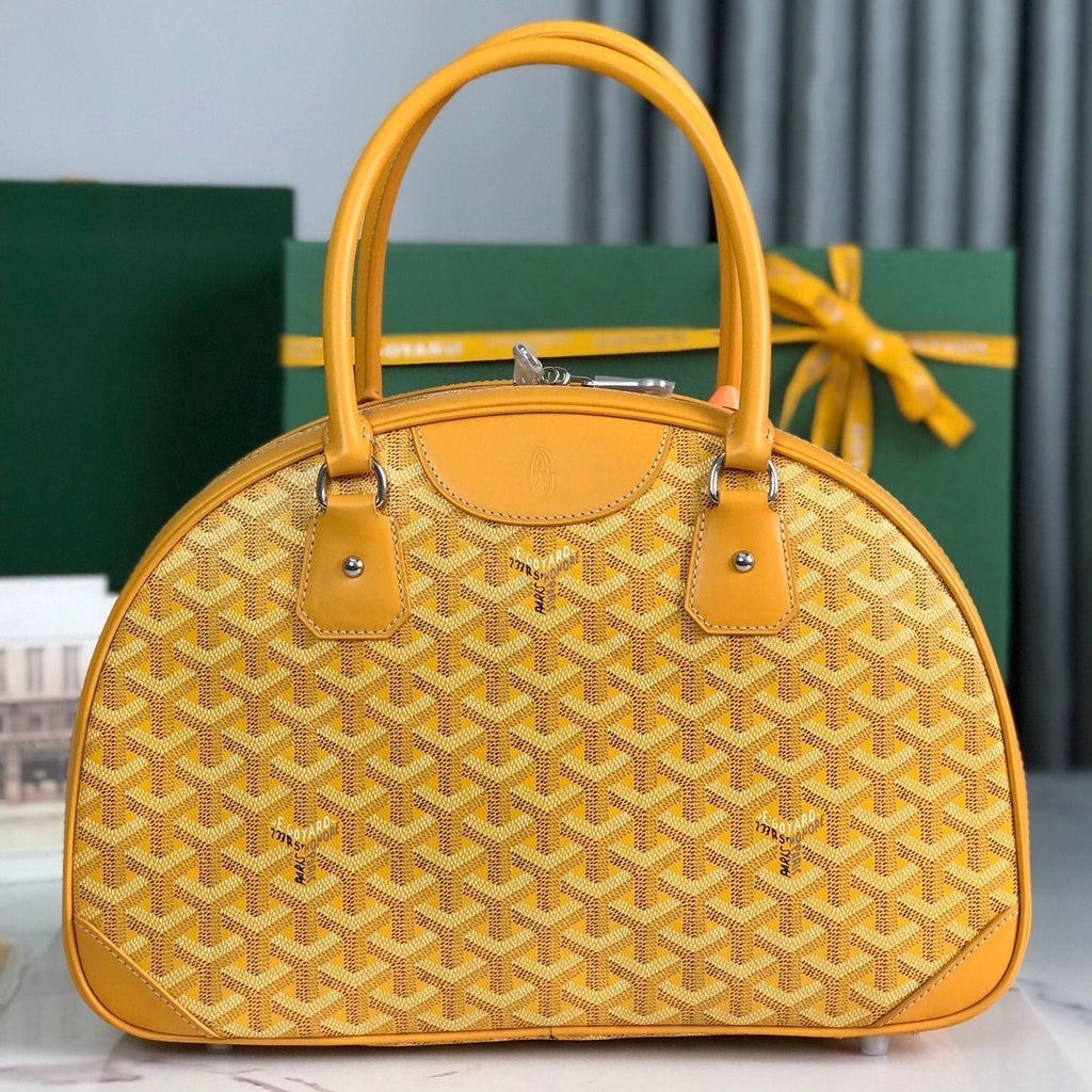 GOYARD SAINT JEANNE BAG 35 IN YELLOW GOYARDINE CANVAS AND CALFSKIN