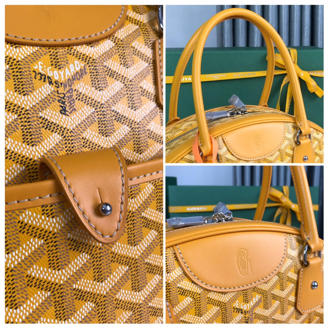 GOYARD SAINT JEANNE BAG 35 IN YELLOW GOYARDINE CANVAS AND CALFSKIN