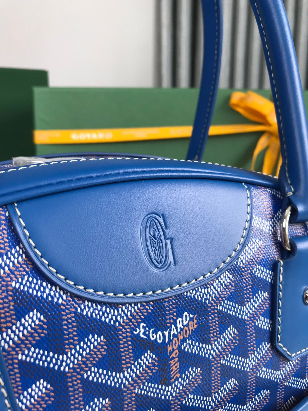 GOYARD SAINT JEANNE BAG 35 IN AZURE BLUE GOYARDINE CANVAS AND CALFSKIN