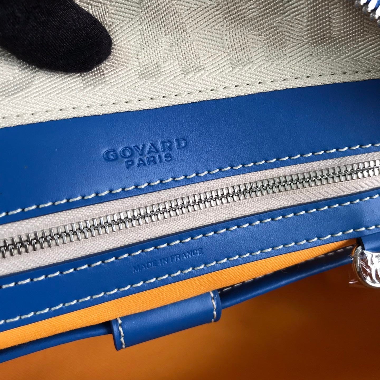 GOYARD SAINT JEANNE BAG 35 IN AZURE BLUE GOYARDINE CANVAS AND CALFSKIN