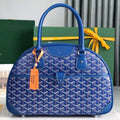 GOYARD SAINT JEANNE BAG 35 IN AZURE BLUE GOYARDINE CANVAS AND CALFSKIN