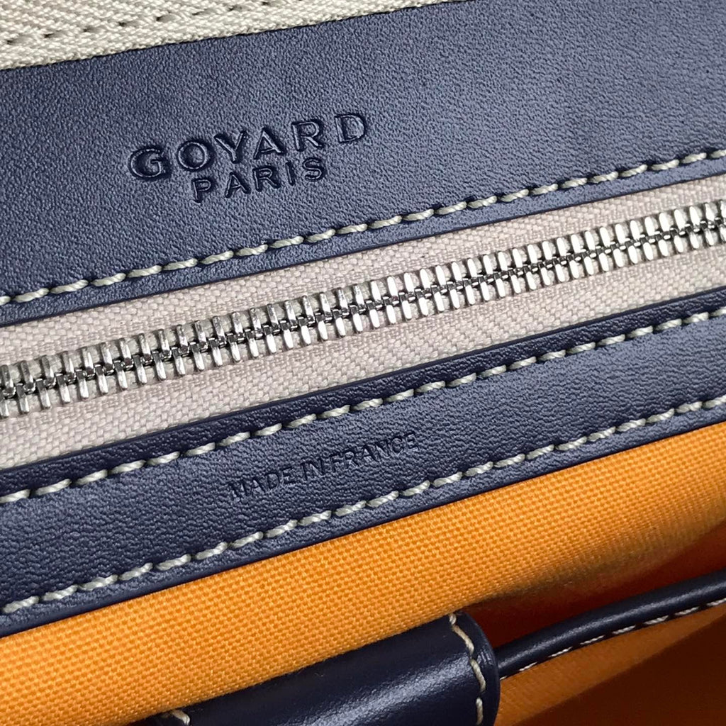 GOYARD SAINT JEANNE BAG 35 IN OXFORD BLUE GOYARDINE CANVAS AND CALFSKIN