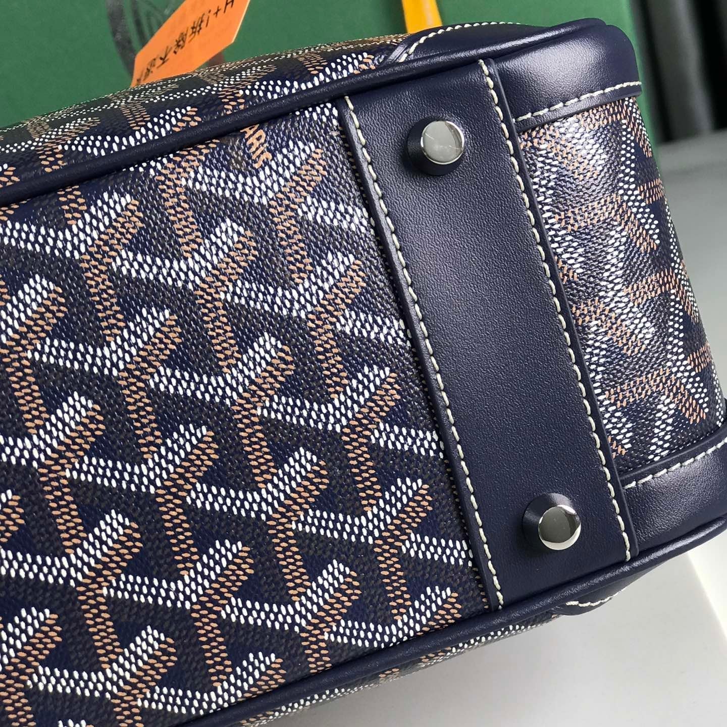 GOYARD SAINT JEANNE BAG 35 IN OXFORD BLUE GOYARDINE CANVAS AND CALFSKIN