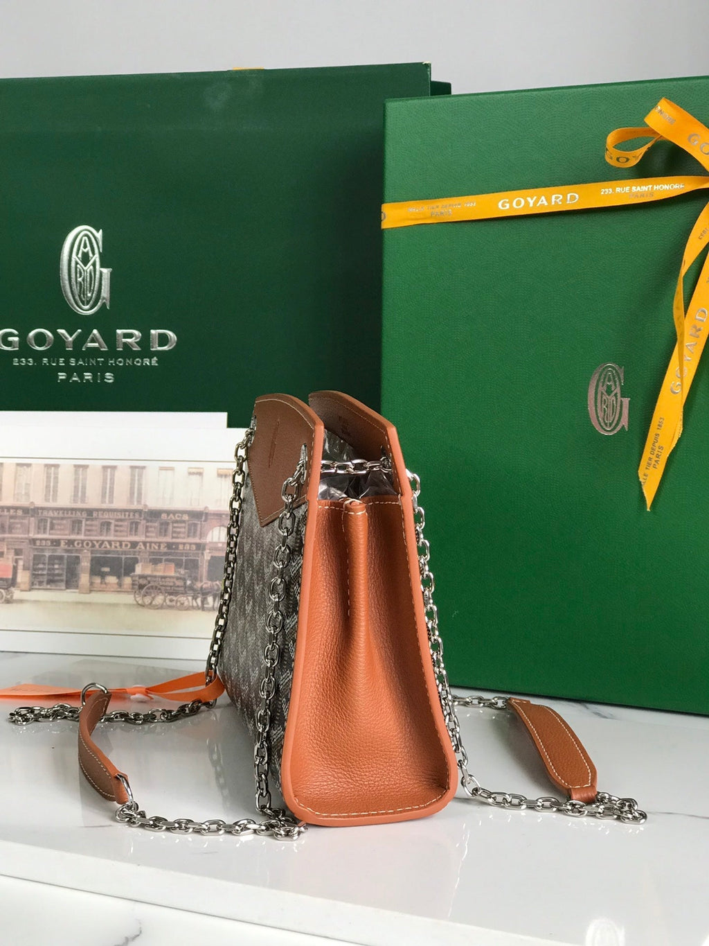 GOYARD ROUETTE STRUCTURÉ MINI BAG 21 IN BLACK GOYARDINE CANVAS AND TAN CALFSKIN