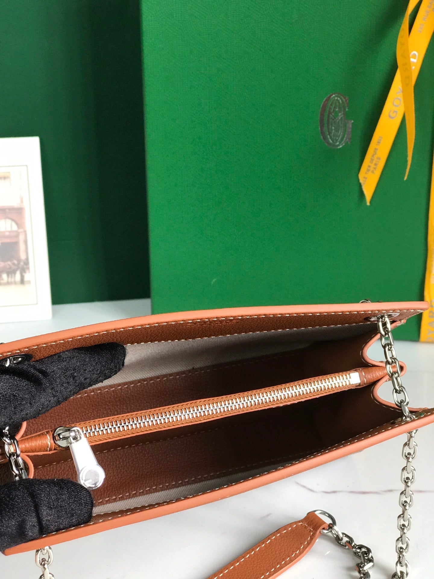 GOYARD ROUETTE STRUCTURÉ MINI BAG 21 IN BLACK GOYARDINE CANVAS AND TAN CALFSKIN