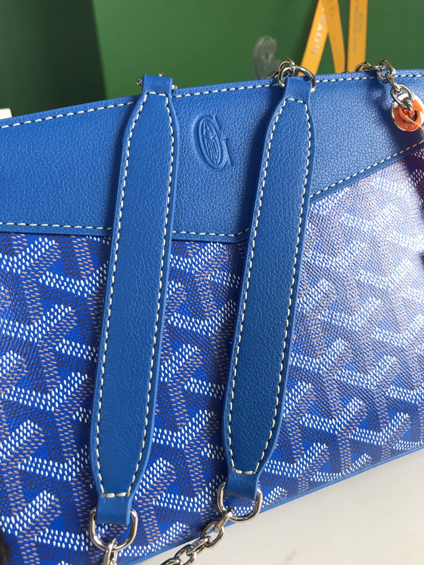 GOYARD ROUETTE STRUCTURÉ MINI BAG 21 IN SAPPHIRE BLUE GOYARDINE CANVAS AND CALFSKIN