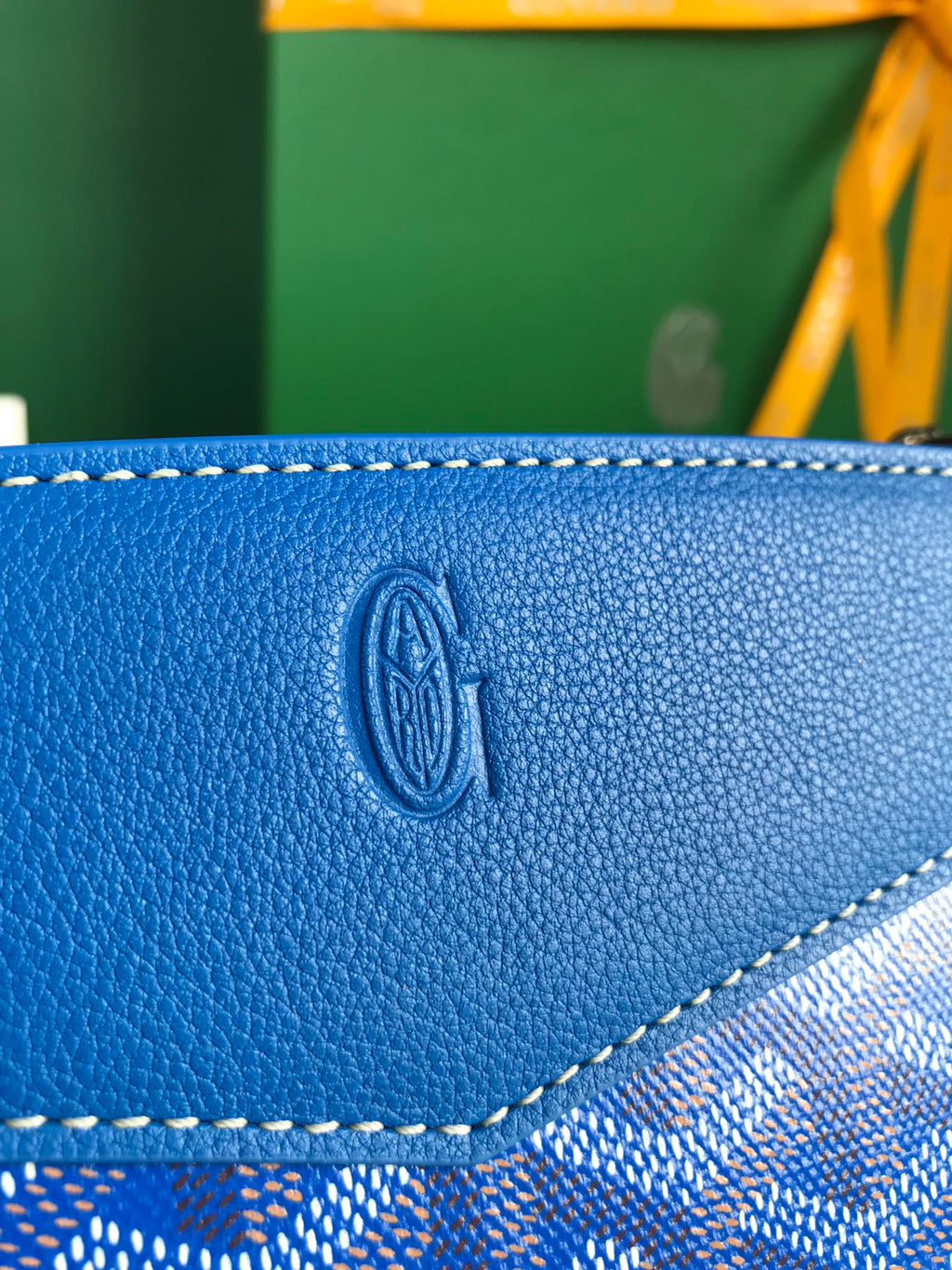 GOYARD ROUETTE STRUCTURÉ MINI BAG 21 IN SAPPHIRE BLUE GOYARDINE CANVAS AND CALFSKIN