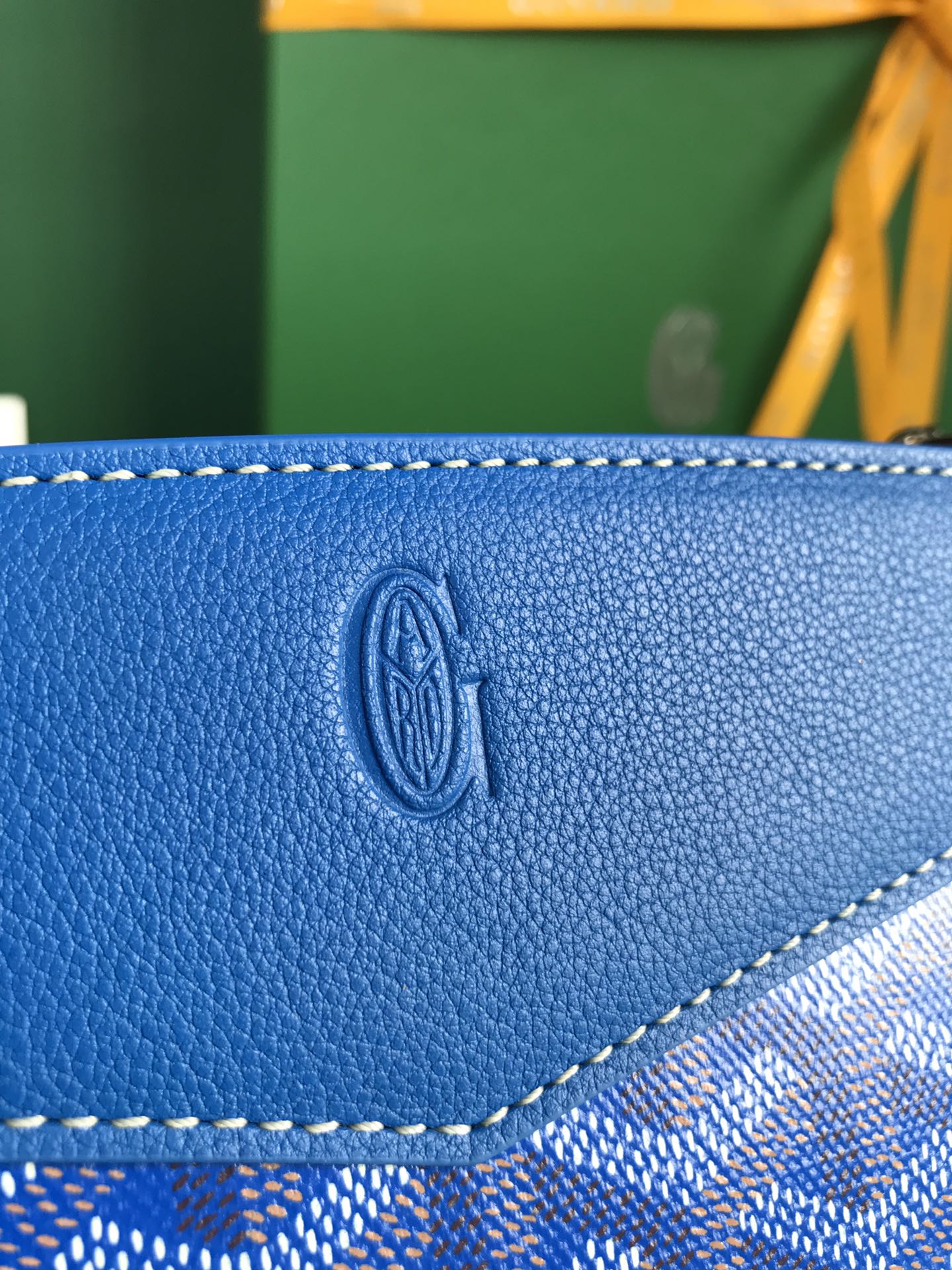 GOYARD ROUETTE STRUCTURÉ MINI BAG 21 IN SAPPHIRE BLUE GOYARDINE CANVAS AND CALFSKIN