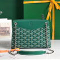 GOYARD ROUETTE STRUCTURÉ MINI BAG 21 IN GREEN GOYARDINE CANVAS AND CALFSKIN