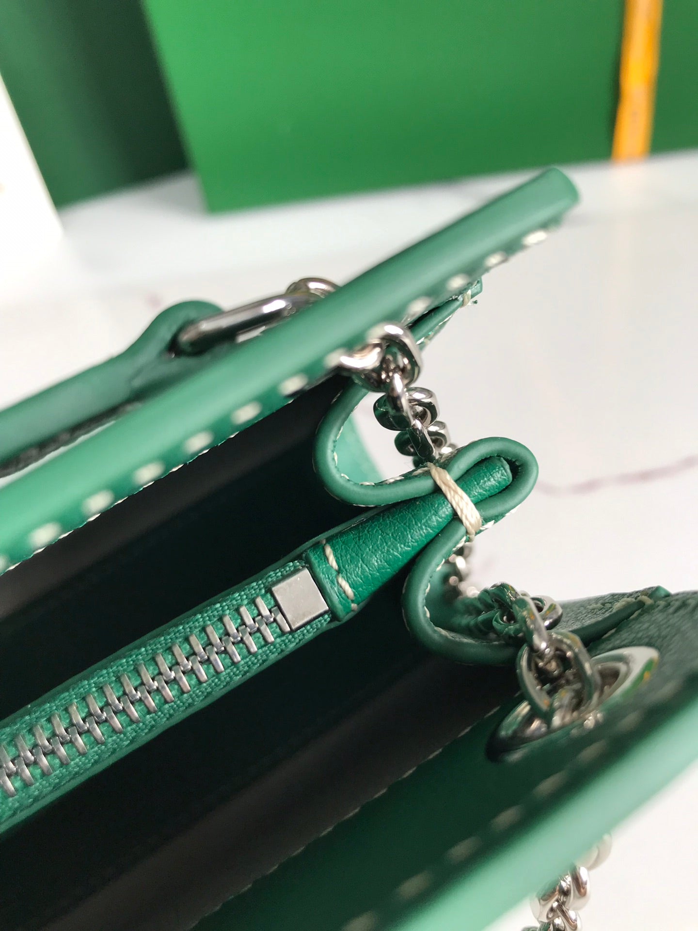 GOYARD ROUETTE STRUCTURÉ MINI BAG 21 IN GREEN GOYARDINE CANVAS AND CALFSKIN