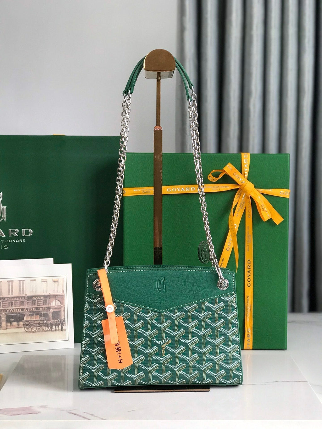 GOYARD ROUETTE STRUCTURÉ MINI BAG 21 IN GREEN GOYARDINE CANVAS AND CALFSKIN