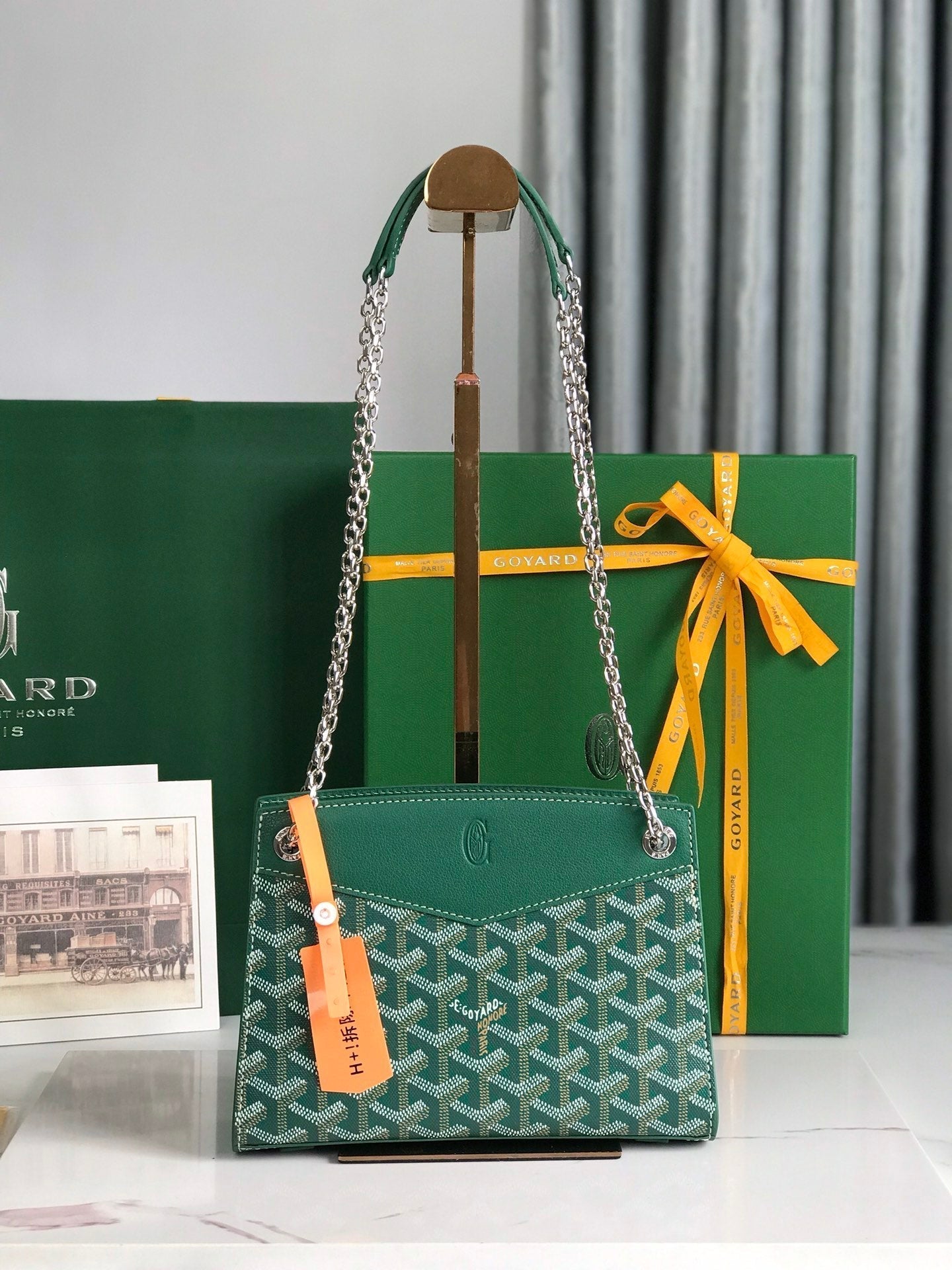 GOYARD ROUETTE STRUCTURÉ MINI BAG 21 IN GREEN GOYARDINE CANVAS AND CALFSKIN