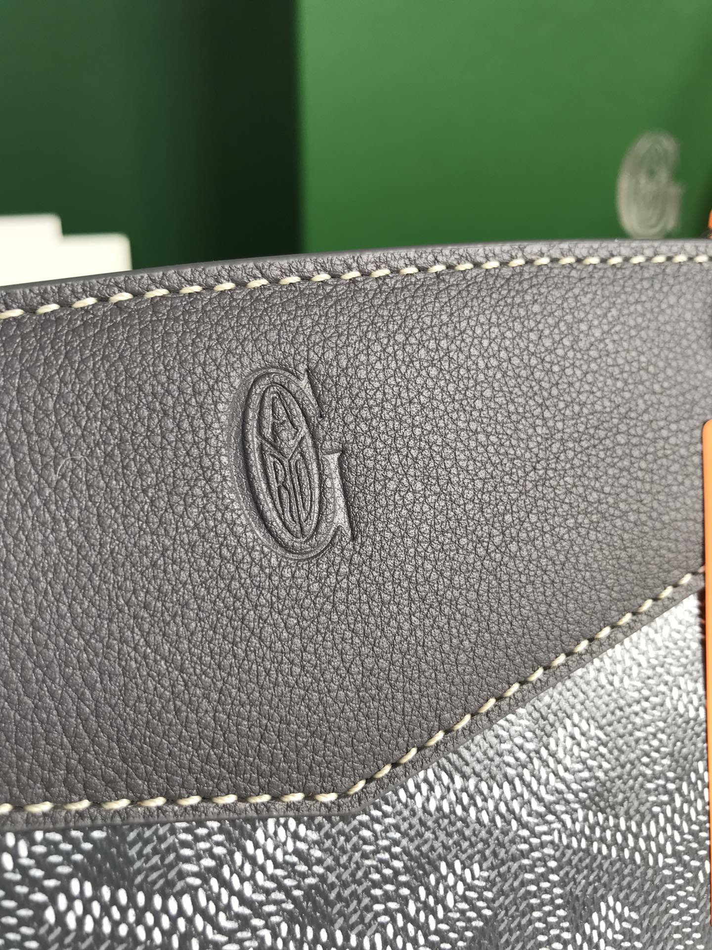GOYARD ROUETTE STRUCTURÉ MINI BAG 21 IN GREY BLACK GOYARDINE CANVAS AND CALFSKIN