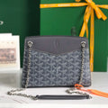 GOYARD ROUETTE STRUCTURÉ MINI BAG 21 IN GREY BLACK GOYARDINE CANVAS AND CALFSKIN