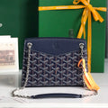 GOYARD ROUETTE STRUCTURÉ MINI BAG 21 IN NAVY BLUE GOYARDINE CANVAS AND CALFSKIN