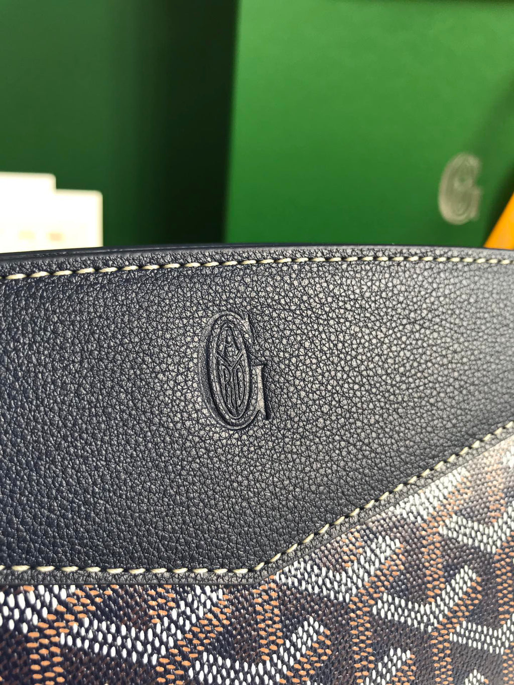 GOYARD ROUETTE STRUCTURÉ MINI BAG 21 IN NAVY BLUE GOYARDINE CANVAS AND CALFSKIN
